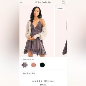 Free People: Adella Slip Dress. Size: Medium. Color: Charcoal.